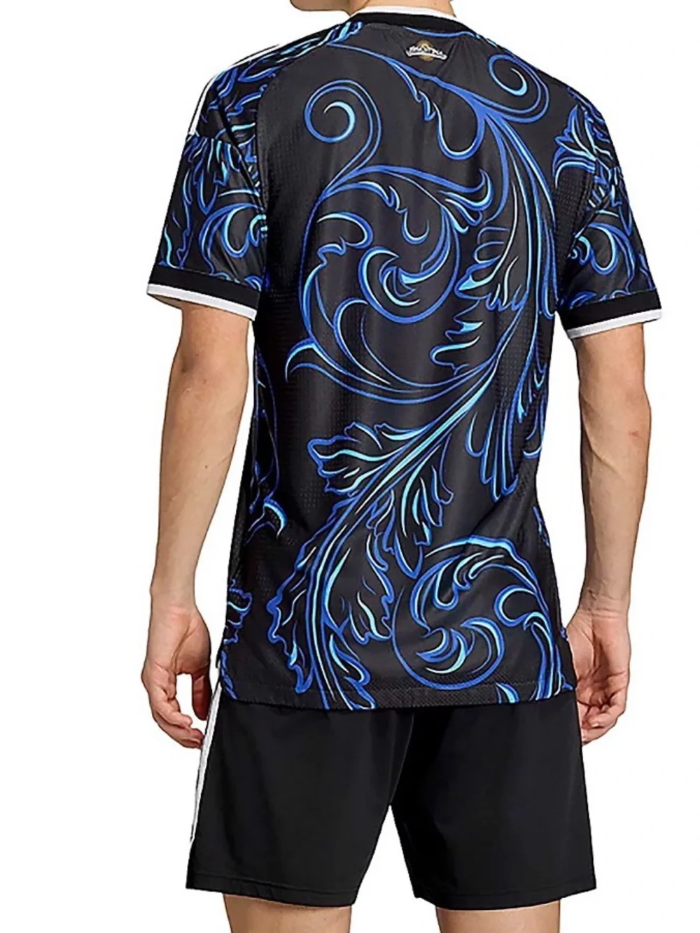 Authentic adidas Men’s Black & Blue Argentina Football Jersey with Swirl Print